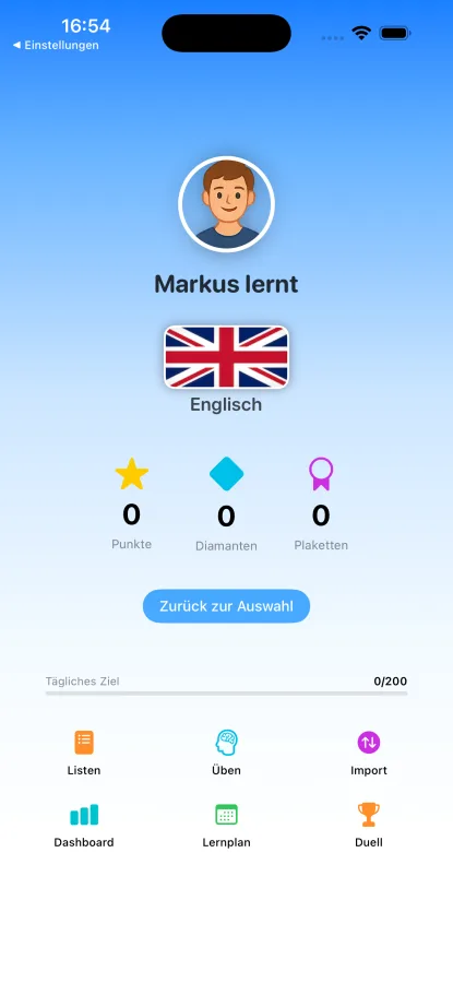 App-Screenshot: Startbildschirm