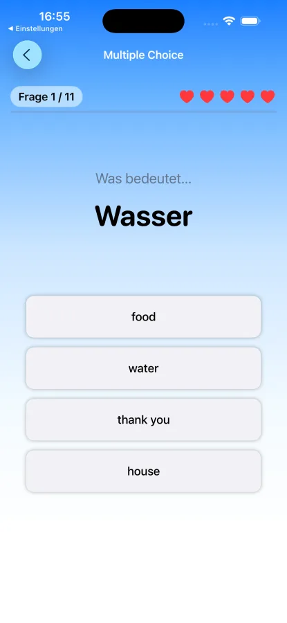 App-Screenshot: Multiple Choice