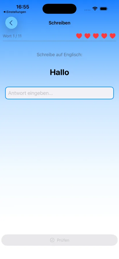 App-Screenshot: Schreibübung